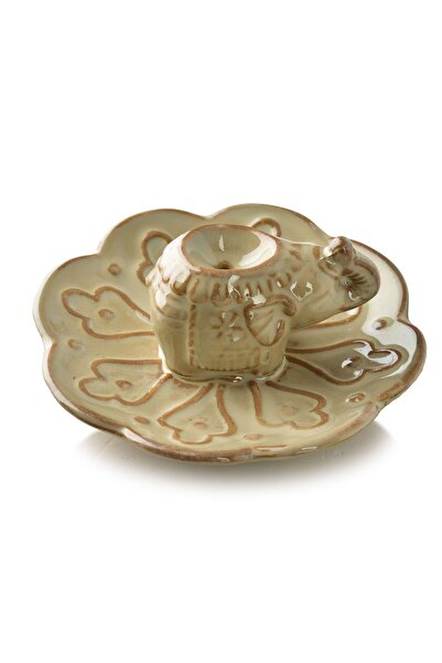 MONDEX Suport de tămâie ceramic elefant 11x11x4 cm Bej 1 buc.