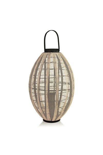 MONDEX Lanterna din lemn LEVI 11x34x58/70 cm Bej/Negru 1 buc.
