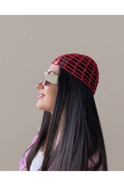 efelia concept Sequined Hand Knitted Summer Hair Bandana with Perforated Pattern