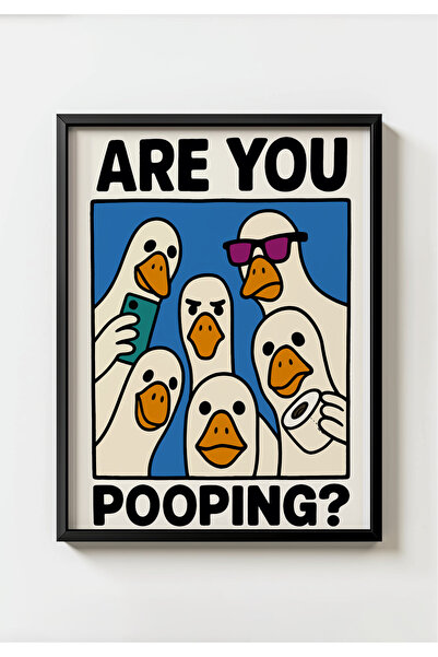 MIOVI WORKS Are You Pooping? | Siyah Çerçeveli Banyo Posteri Tablo | Komik Ba...
