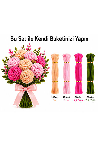 Generic 100 Adet Şönil Tel Seti – Ten, Pudra, Açık Fuşya ve Ordu Yeşili | 30 ...
