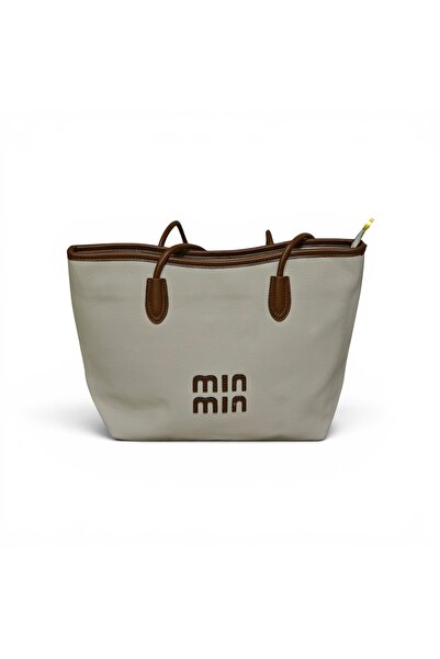 Desire 2025-Min Min PU Leather Shoulder Tote Bag Beige Color
