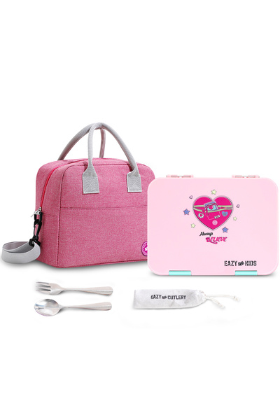 Eazy Kids Convertible Bento Lunch Box w/ Insulated Lunch Bag – Always Believe...