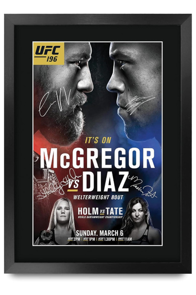HWC Trading UFC 196 Programme Poster Conor McGregor Nate Diaz Holly Holm Mies...