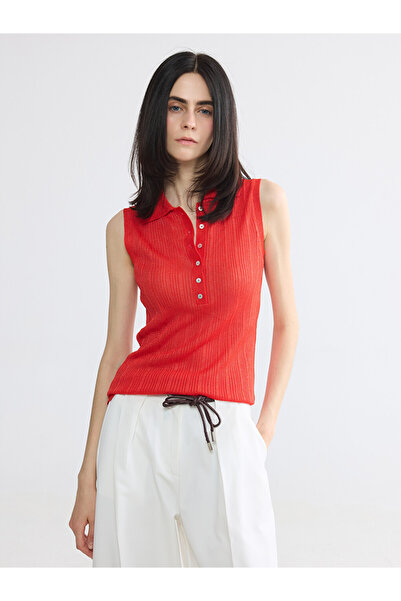 LC Waikiki Lcw Everyday Red Polo Neck Women's Knitwear Undershirt