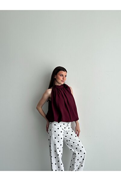 Generic Brand Bluza sa balon rukavima i halter izrezom