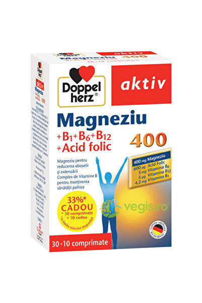 doppel herz Magneziu 400, vitamine și minerale, 30 tablete, Doppelherz