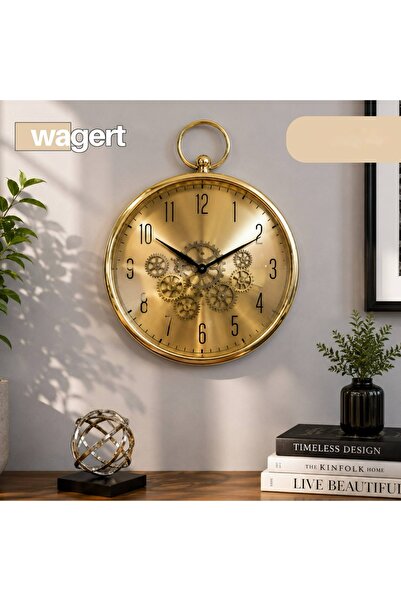 CEZVE HOME Metal Wall Clock with Wheel Detail - Retro Design Living Room Clock