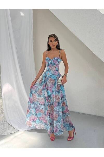 MAXMOOR BLOOD Maxi Elbise 1386 - Mavi