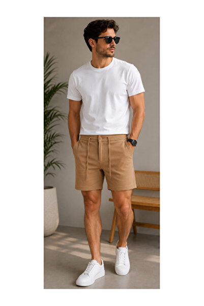 qavnas Men's Premium Camel Kral Pike Shorts with Back Pockets