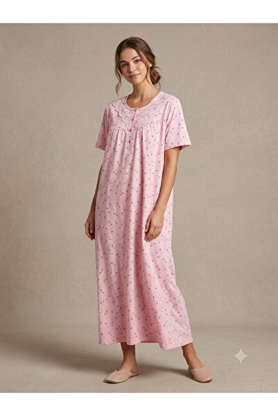 Alize Moda 100% Cotton Short Sleeve Plus Size Women's Nightgown