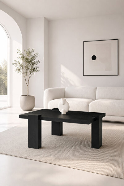 Atolye Casa 70x110cm Siyah Orta Sehpa Sabit Dikdörtgen Diamond Model