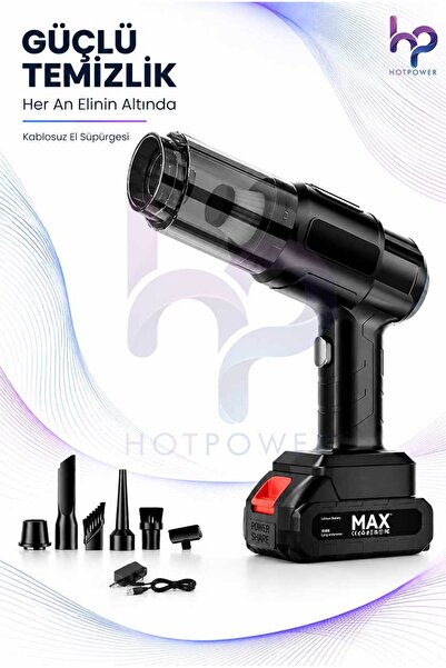 HOT POWER Kablosuz Araç El Süpürgesi Çıkarılabilir Bataryalı HEPA Filtreli Ço...
