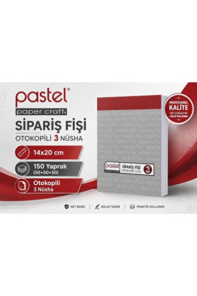 pastel paper craft Sipariş Fişi 14x20 cm 2/50 ( 50+50+50: 100 Yaprak) Otokopi...