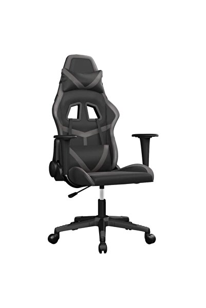 vidaxl Scaun de gaming de masaj, negru și gri, piele ecologică