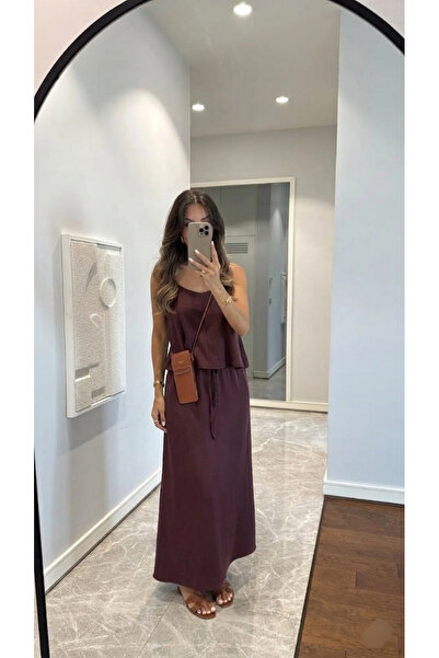 Lovely butik Σετ δύο τεμαχίων από ύφασμα Tensel: Μπλούζα με λεπτές τιράντες κ...