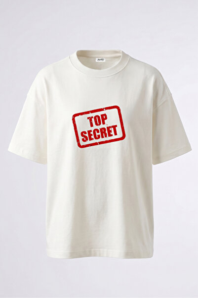 Anetos Top Secret Design Back Printed Cotton White Oversize T-Shirt