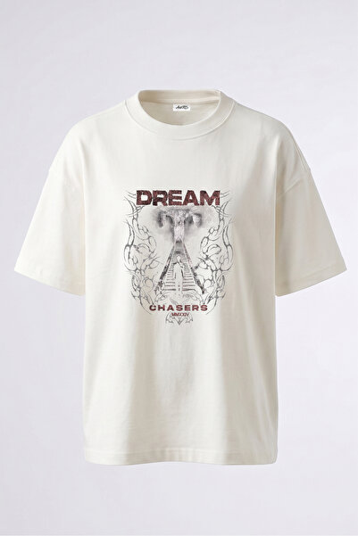 Anetos Μπλουζάκι Dream Chasers με στάμπα στην πλάτη, βαμβακερό, λευκό, oversized