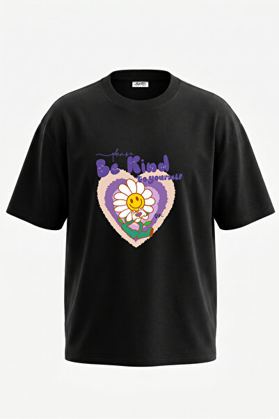 Anetos Tricou oversize negru din bumbac cu imprimeu pe spate Gulen Papatya De...
