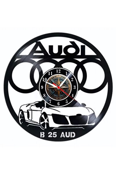 Audi Ceas de perete decorativ din disc de vinil, R8 / Model auto, Negru, 30 cm