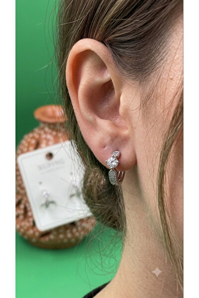 charmove ile kendinizi şımartın Xuping Silver Color Single Stone Minimal Hoop...