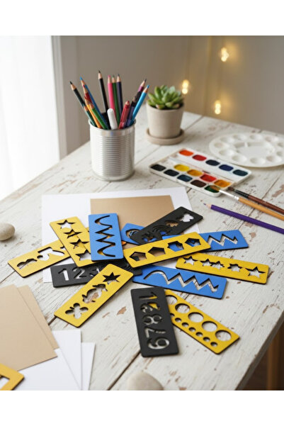 ih ihra 16-Piece Educational Wooden Line Trace Work Set - Numbers, Shapes, an...