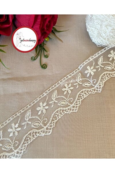 Gelincimherşey Bahar Dalı Krem Dantel Tül Güpür 7 cm 4 Metre