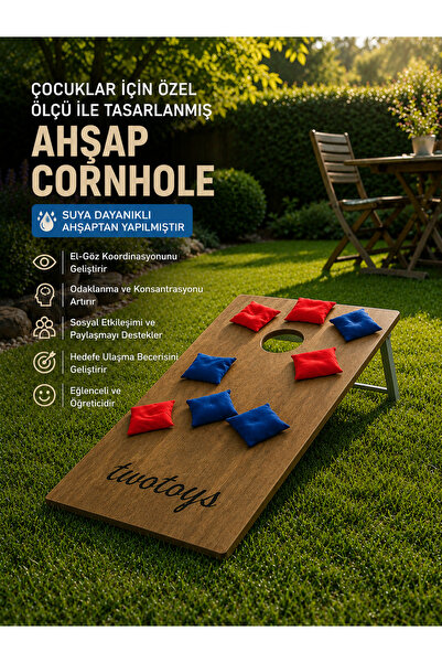 Kids Çocuklar İçin Ahşap Cornhole Oyunu Eğitici Oyuncak Ahşap Oyuncak