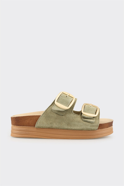 Elle Shoes Yeşil Deri Kadın Terlik