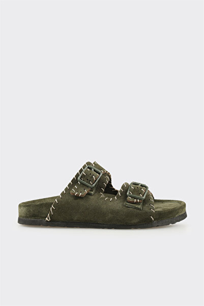 Elle Shoes Yeşil Deri Kadın Terlik
