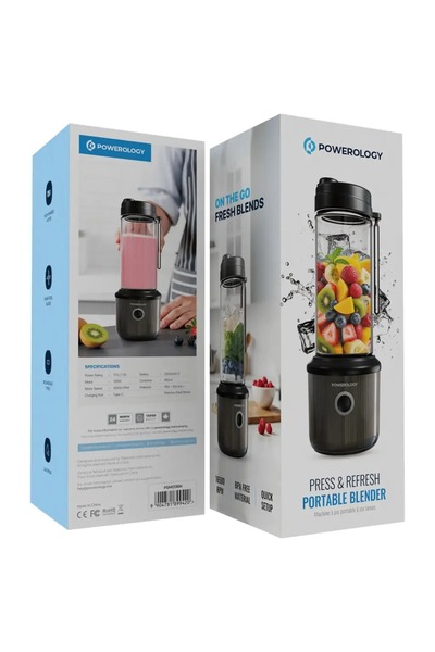 Powerology Press & Refresh Portable Blender Black