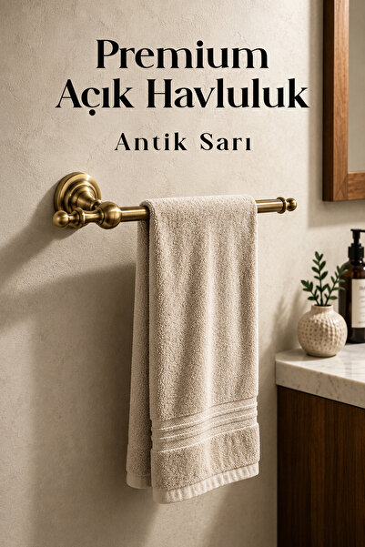 Badem10 (1 Adet) Avangart Antik Serisi Antik Sarı Renk Metal Açık Havluluk Ba...