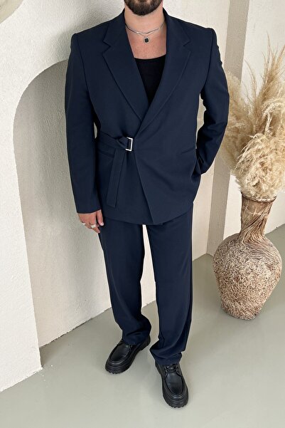 OUTFİT MAN Side Closure Basic Classic Suit Navy Blue