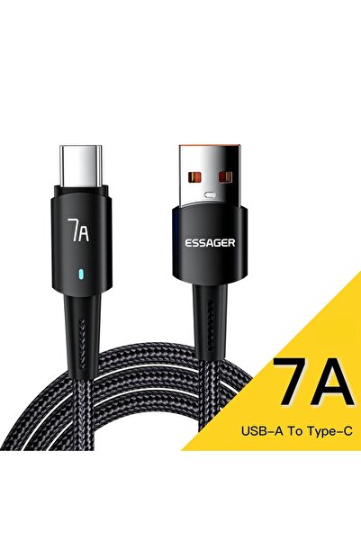 essager Cablu USB-A la USB-C 7A, Încărcare Rapidă 80W, 1m, QC, Negru