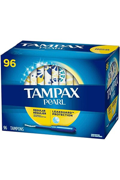 TAMPAX Pearl Regular Absorbency Unscented Tampons, Leakguard protection 96 Co...