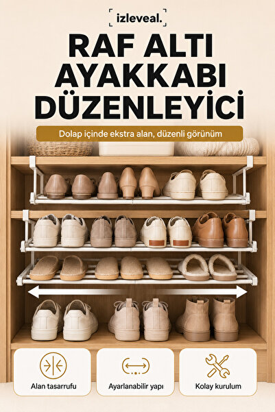 Afloia Ayarlanabilir Çok Amaçlı Raf Beyaz Dolap Altı Mutfak Dolap İçi Düzenle...