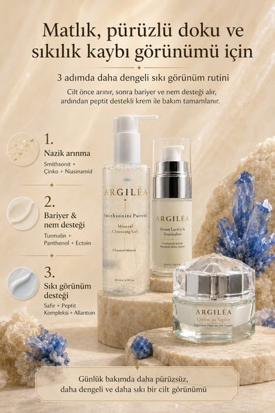 Argilea Firming Skin Care Set |   Facial Cleansing Gel + Tourmaline Serum + Sapphire Cream