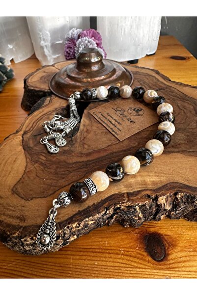 parze doğaltaş Brown and Cream Colored Stone Natural Stone Zaza Rosary