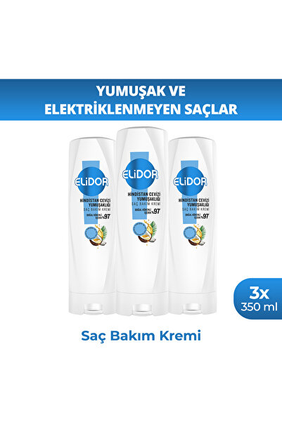 Elidor Saç Bakım Kremi Hindistan Cevizi Yumuşaklığı 350 ml x3