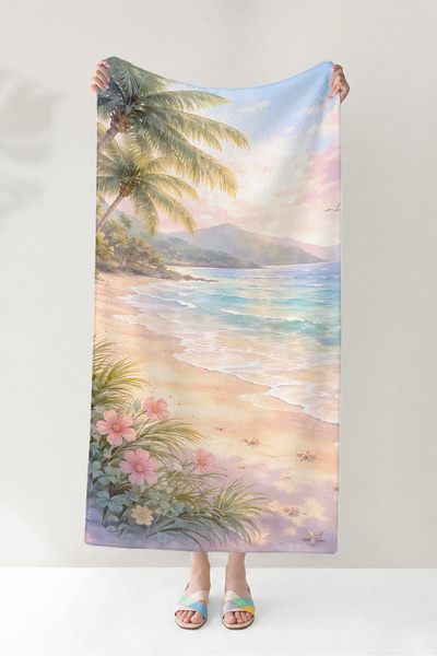 Evimde Bambaşka Prosop de plajă cu vedere la mare tropicală - Prosop din micr...