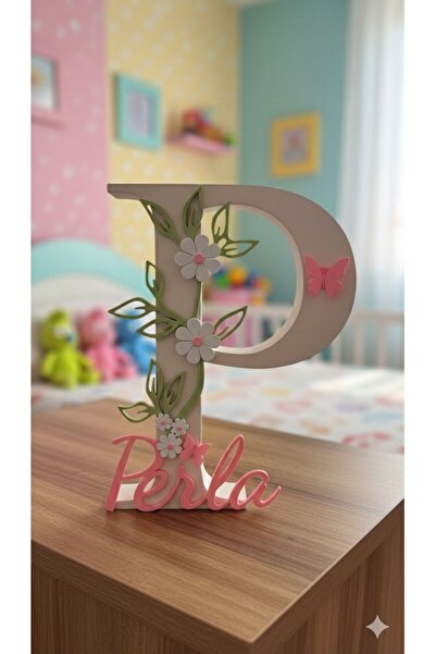 Privora Kişiye Özel İsimli 3D Harf Dekoru Bebek Çocuk Odası Kapı/Duvar Süsü -...