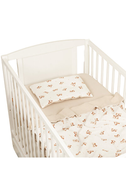 Kidizi Lenjerie patut bebe 120x60 cm Teddy Tales din muselina dubla 3 piese –...