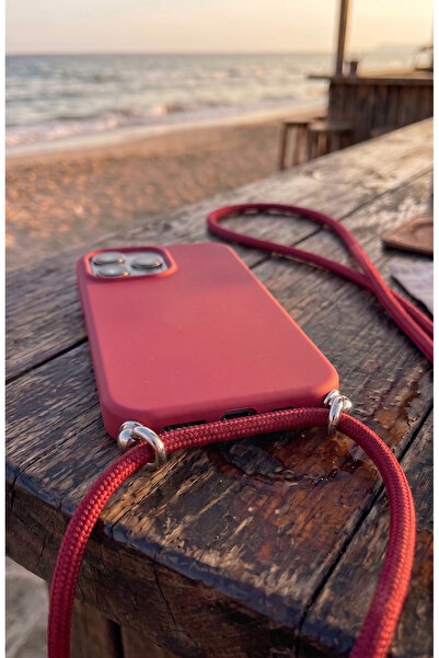 emybox İphone 16 Pro Max Askılı Yumuşak Silikon İçi Kadife Telefon Kılıfı İp 130 cm