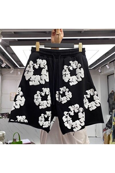 classy moda Unisex široke 3D šorts sa reljefnim printom – ulična odjeća