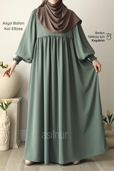 ASİLNUR Asya Balloon Sleeve Dress Water Green