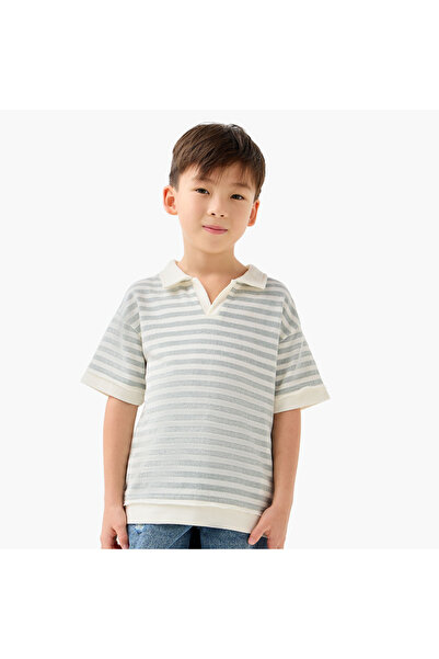 Juniors Collared Short Sleeves Polo T-shirt with Stripes