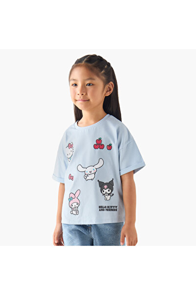 SANRIO Crew Neck Short Sleeves T-shirt with Hello Kitty and Friends Print