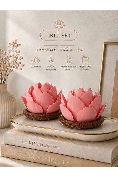 zulya Lotus İkili Set LED Mumluk – Dekoratif Lotus Çiçeği Gece Lambası – Biop...