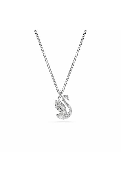 Swarovski Swan Kolye, Karışık kesimler, Kuğu, Beyaz, Rodyum kaplama