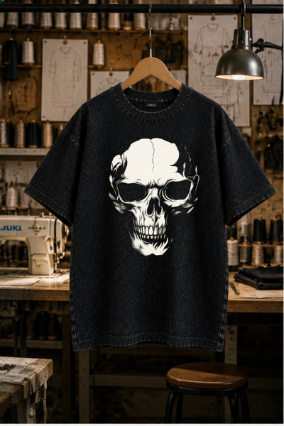 valeriae Πλενόμενο μπλουζάκι Oversize Unisex, Πλυμένο Vintage Street Style, Μ...